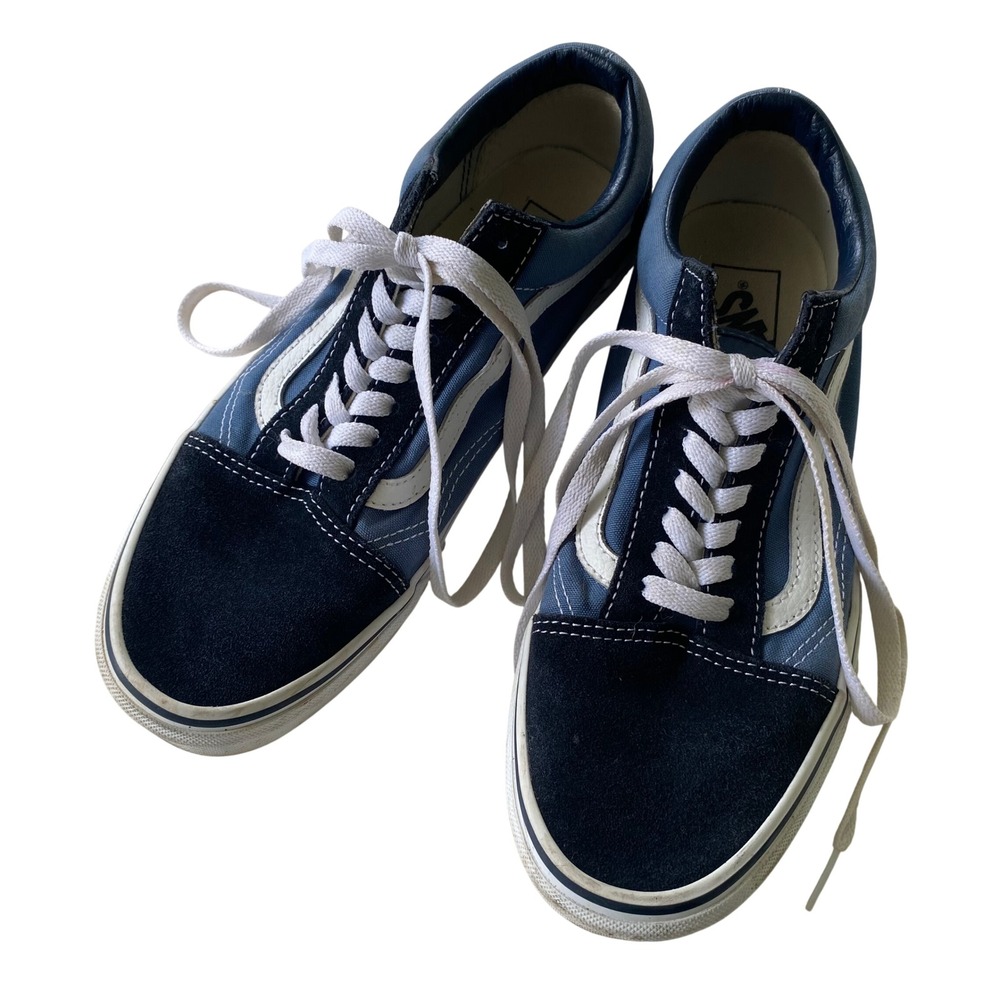 Vans Old Skool Sneakers Women 9 Blue Low Top Suede Canvas Skateboard Shoes Retro